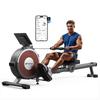 MERACH Q1S Magnetic Rowing Machine, 16-Level Resistance, 350lbs Capacity, Dual Rail, LCD Monitor, App Compatible, Black