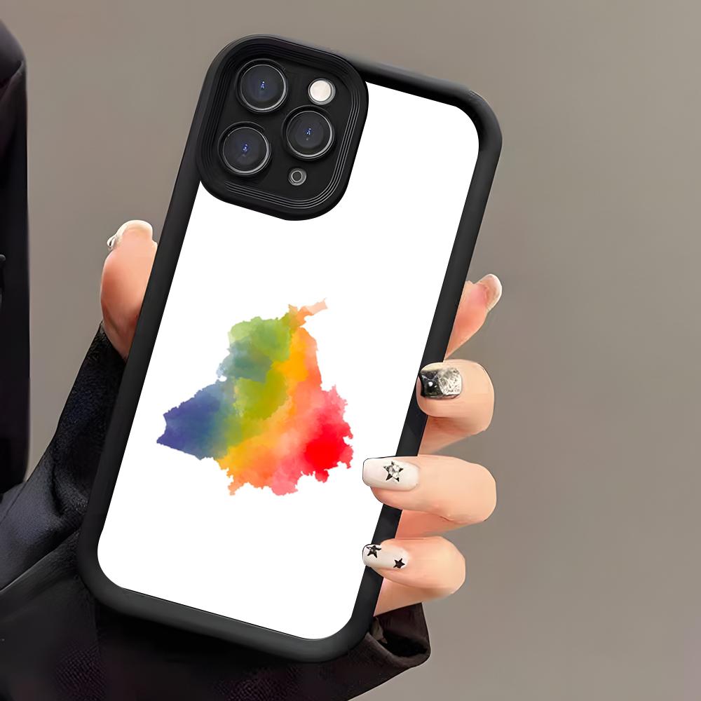 Художественный чехол для телефона с картой Пенджаба для iPhone 17 Air 16 E 15 14 Plus 13 12 11 Pro Max Черный Глаз Неба Ступенчатый Защитный Чехол