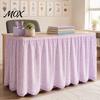 Back to School Table Decor Gingham Skirt, 6 Ft x 29 in Teacher Desk Pleated Skirting for Open House Colorful Striped Skirt Classroom School,
