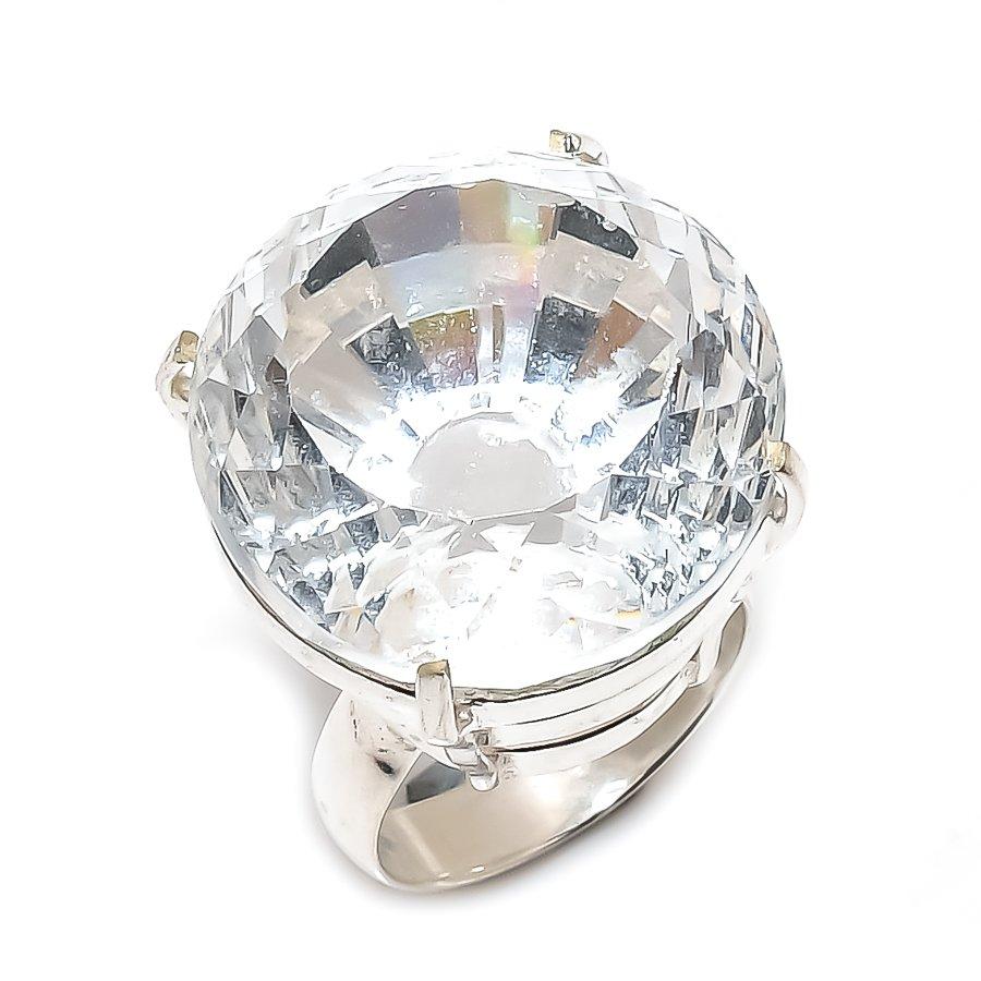 White Topaz Gemstone 925 Sterling Silver Jewelry Ring Size 10.5