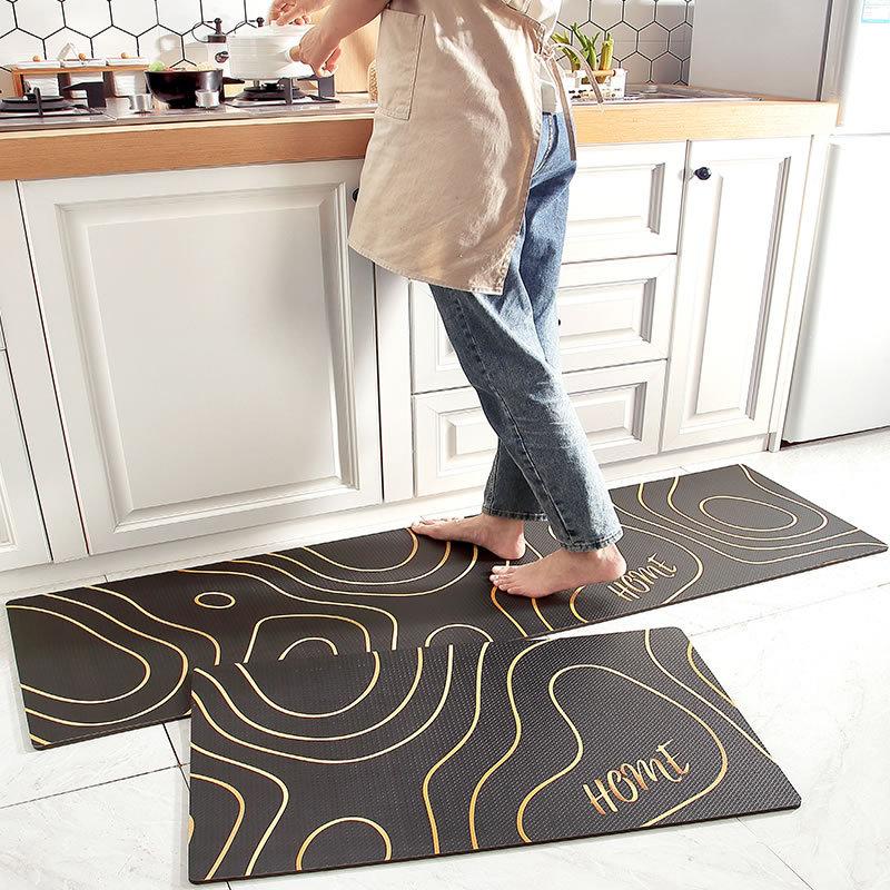 1pcs PVC Kitchen Carpet Waterproof Oilproof Leather Kitchen Carpet Rug Anti Fatigue Non Slip Floor Mat Doomat Tatami Mats Tapete