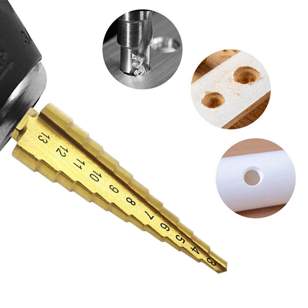 1 шт 3-13 мм титановое покрытие шестигранная ручка ступенчатое сверло многофункциональное сверло пагода нестандартное сверло инструмент для сверления