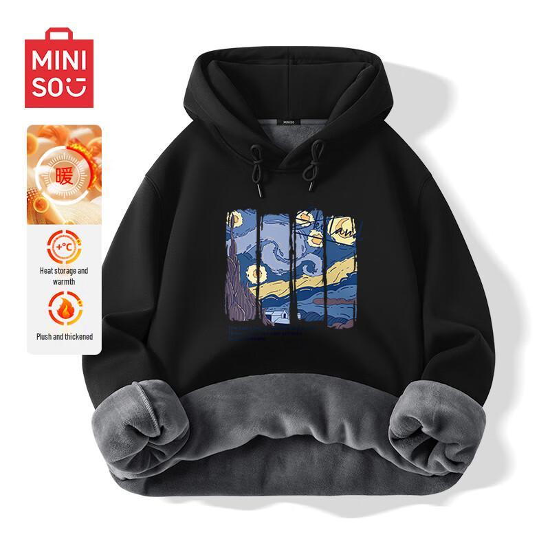 MINISO Мужская толстовка с капюшоном на флисовой подкладке