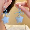 Plush Pendant Winter Bow Star Earrings Stars Y2K Drop Earrings  Autumn and Winter