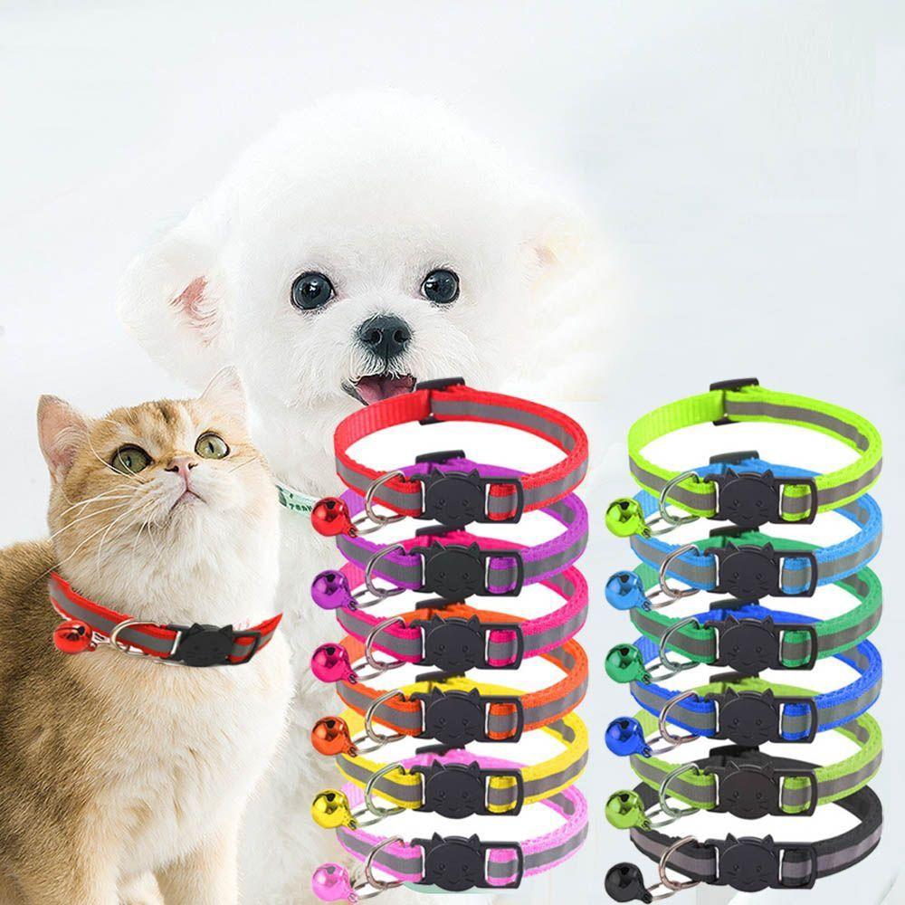 Adjustable Pets Collar with Bell Reflective Collar Trendy Cat Collar  Kitten Puppy