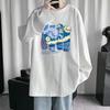 Мужская повседневная свободная толстовка с принтом, топ с длинным рукавом и круглым вырезом для весны и осени