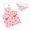 Athbavib Kids' Apron, Strawberry Pink, with Triangle Scarf and Pockets, Adjustable, 50*60cm, Waterproof Cotton, Easy Care, for Boys and Girls, Kinderg