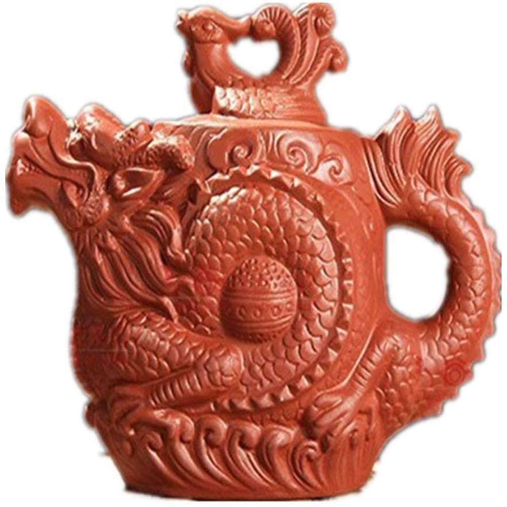 Исинский чайник Дракон и Феникс Чайный горшок большой емкости Фиолетовый глиняный чайный сервиз Чайник Кунг-фу Чайник (черный)