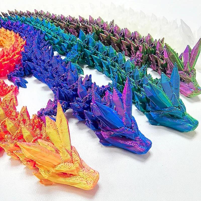 Напечатанный на 3D-принтере Дракон-самоцвет, светящийся в темноте, вращающиеся сочлененные драконы, хрустальные фигурки, игрушка-экшн, настольное украшение, подарки на день рождения
