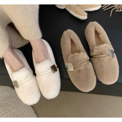 Новый Стиль Мода Меховые Балетки Женские Лоферы Короткий Плюш Теплые Хлопковые Туфли Удобные Тренд Дизайнерская Обувь для Ходьбы Повседневная Женская