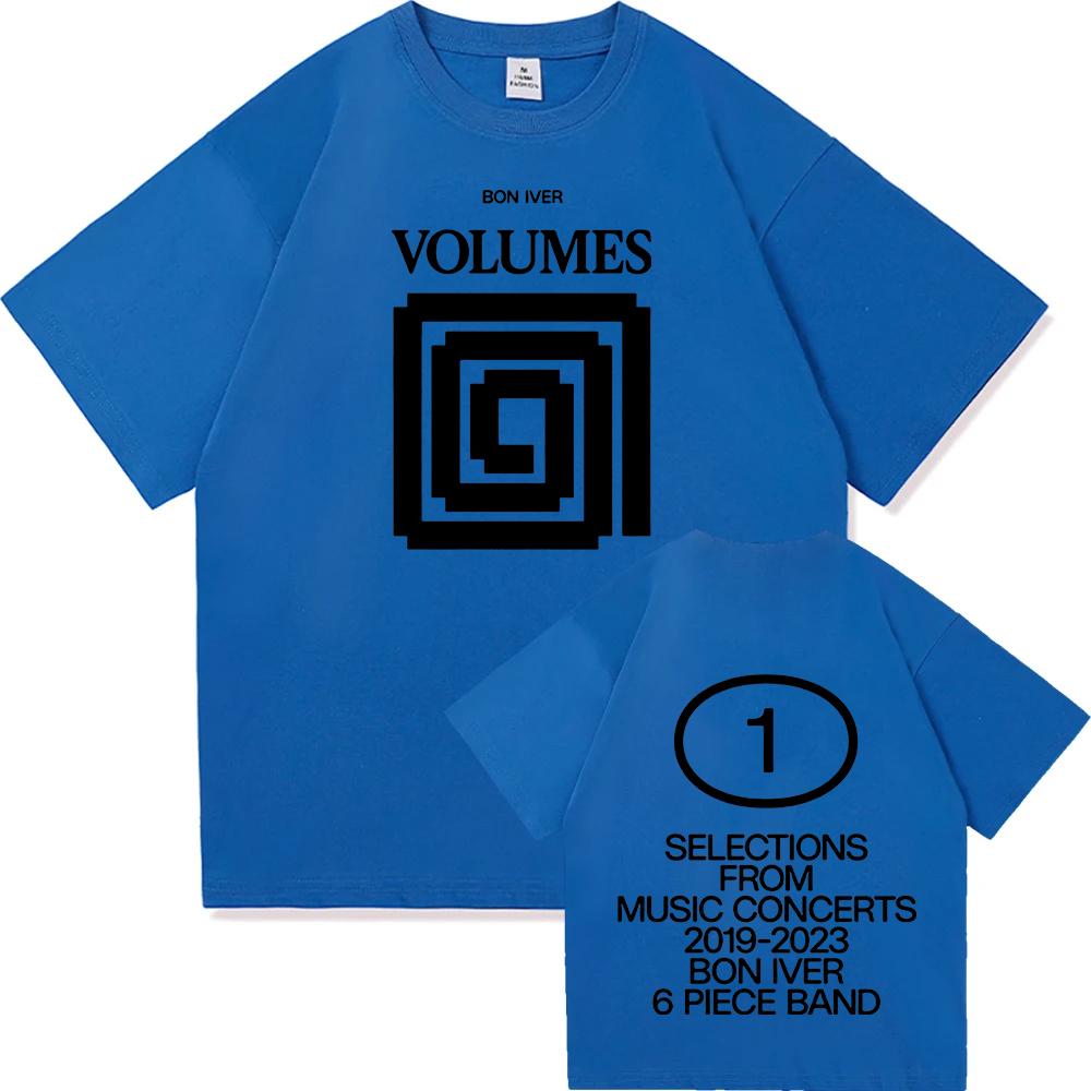 VOLUMES V1 Bon Iver Design T-shirt O-neck Summer Cotton Male Tees Unisex Streetwear Short Sleeve Loose Printing Tshirts Unisex Tops