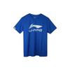 Li Ning Logo Print Quick-Dry Short Sleeve T-Shirt Men Tops Crystal-Blue AHSR790-3