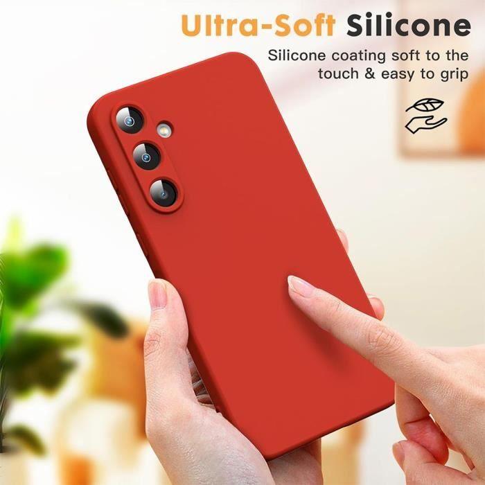 Coque - BOOLING - pour Samsung Galaxy A25 5G - Silicone TPU - Antichoc - Ultra fine - Rouge- avec 2 Verres Trempés