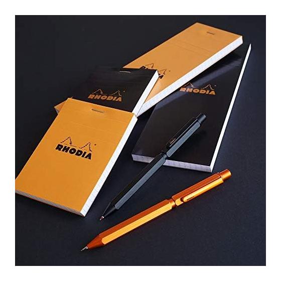 Многофункциональная ручка RHODIA Script - Шариковая, 2 цвета (Черный Красный) & 0,5-мм механический карандаш, алюминиевый корпус, поворотный механизм, оранжевый