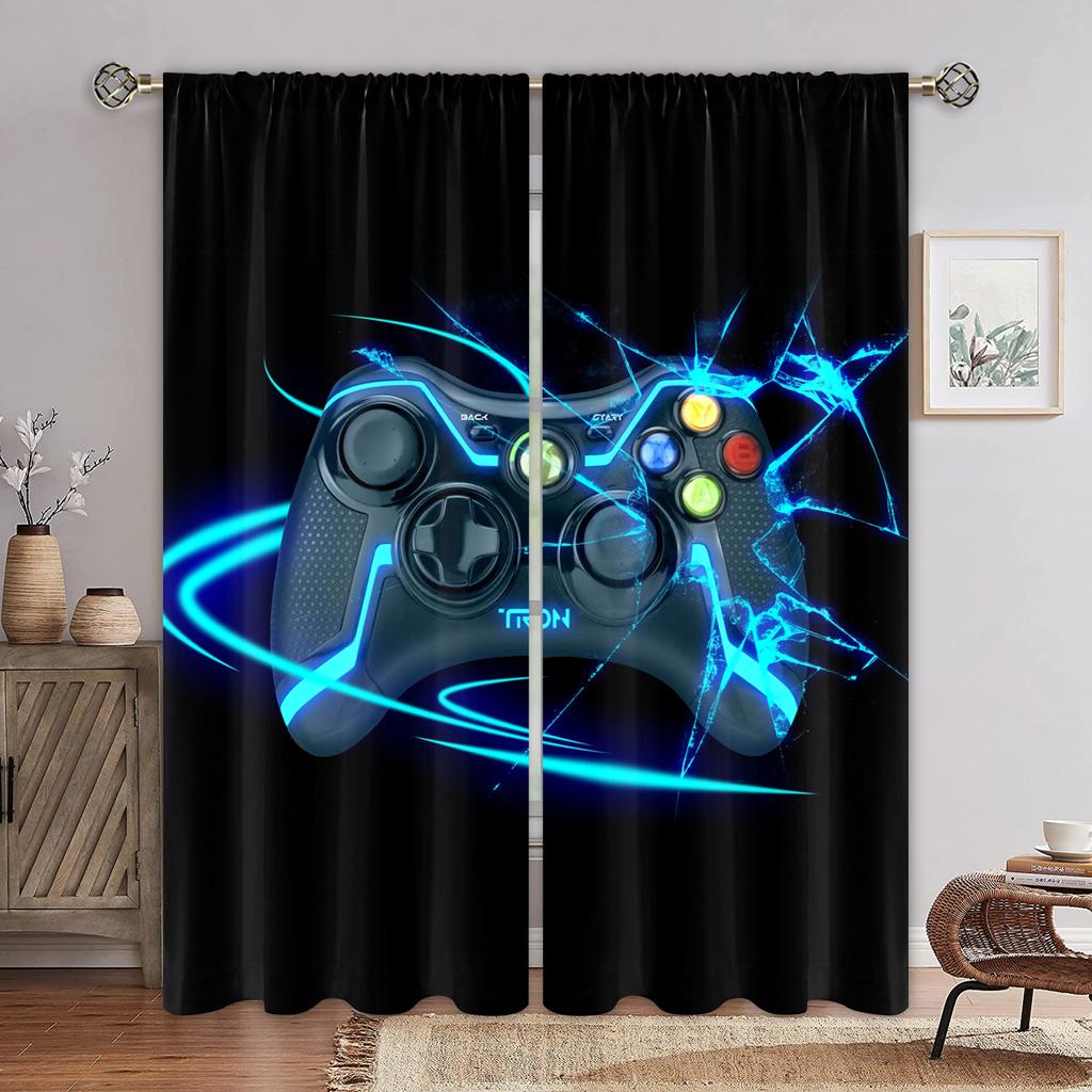 Technology Sense Game Handle Curtain Future Cool Sense, a Set of Two Pieces, Home Bedroom Living Room Curtain