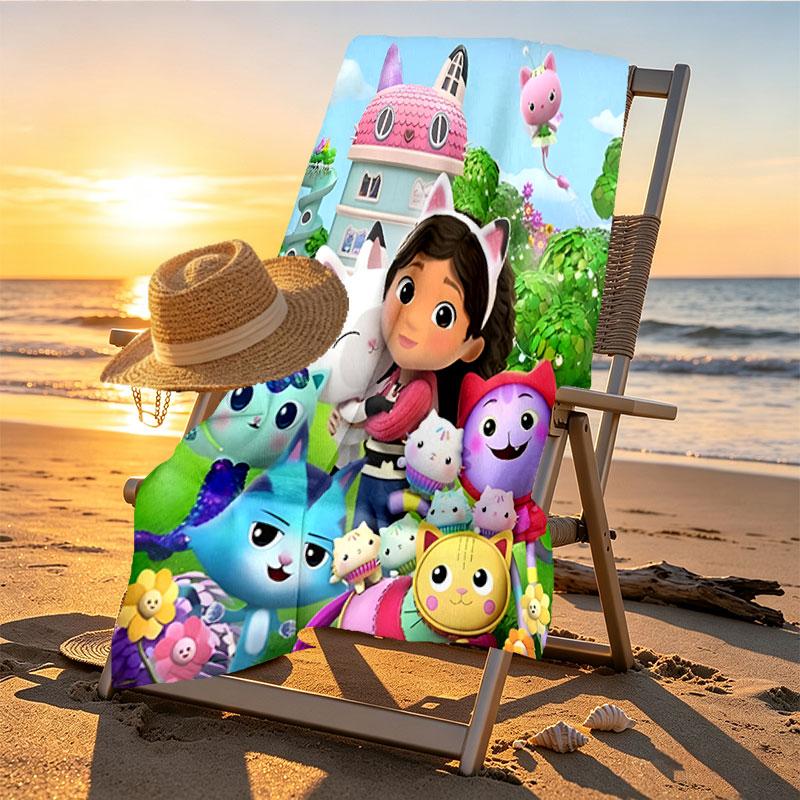 Gabby's Dollhouse Print Beach Towel Design, Soft, Lightweight. for Home Bathroom, Spa, Pool, Yoga, Surfing, Camping, Gift for Family, Friend