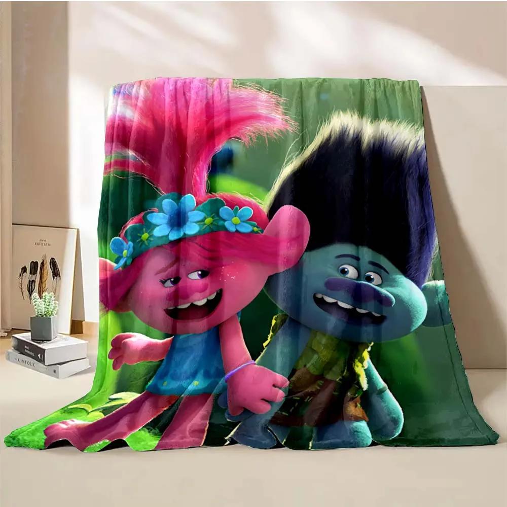 Тролли Объединяются Мультяшное Одеяло Теплое Мягкое Пушистое Размер King Size Плед Детский Взрослый Диван Кровать Покрывало для Сна Покрывало для Путешествий Подарок