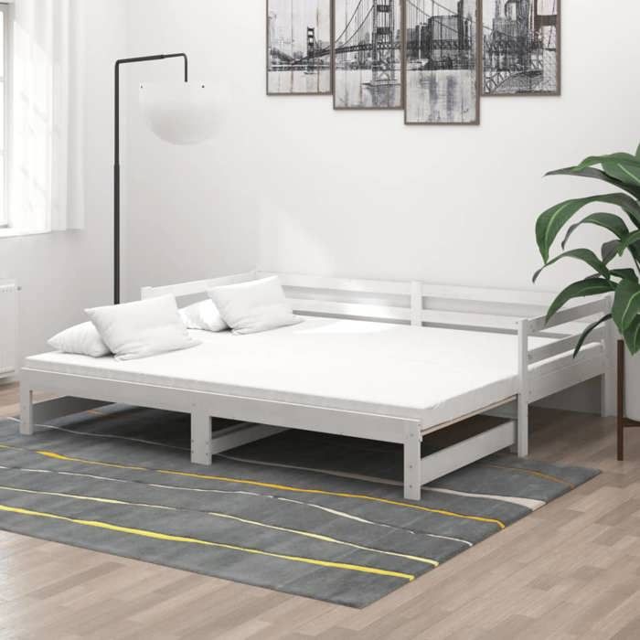 Maison Exclusive - Lit coulissant 2x(90x200) cm Blanc Bois de pin massif