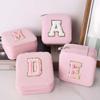 Коробка для хранения колец на молнии с розовыми буквами, портативный держатель для ювелирных изделий, дорожный держатель для ювелирных изделий