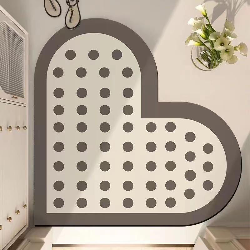 Красный коврик для ног в форме сердца, моющийся коврик для двери в ванную, впитывающий и нескользящий коврик для ног