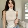 Backless Half-high Neck Camisole Tank Top Women's Inner Wear Fashionable Stylish Knitted Sleeveless Hot Girl Outerwear Summer Top