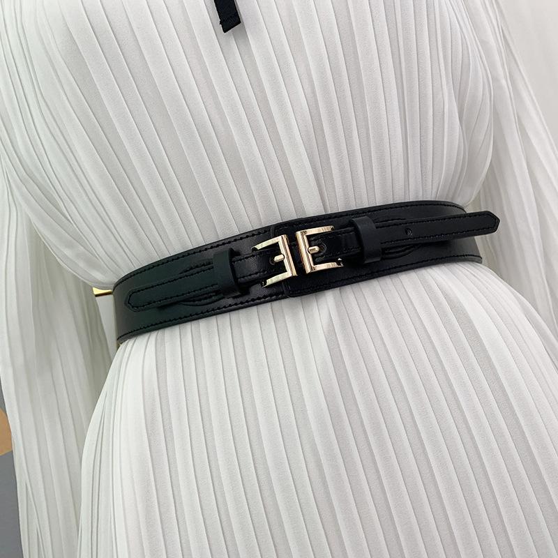 Women For Pu Belts Fashion Leather Metal Buckle Wide Belt Female Ladies Body Corset Coat Dress Waistband Elastic Cummerbunds