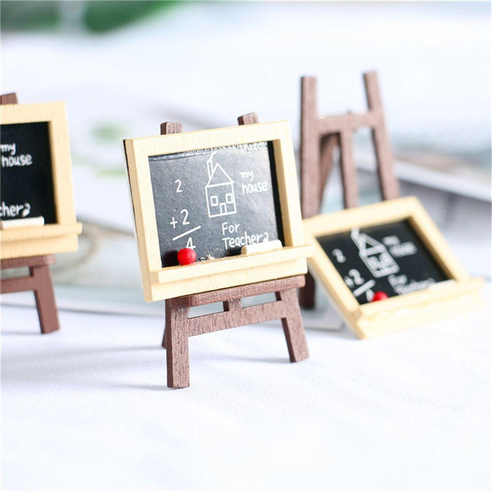Furniture Wood Painting Easel Small Blackboard Miniature Chalkboard Model Dollhouse Accessories