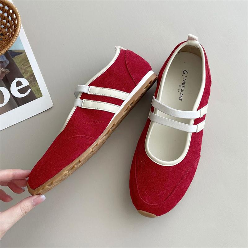 IPPEUM Балетки Квартиры Круглый Носок 2025 Новые Красные Туфли Балерины Женские