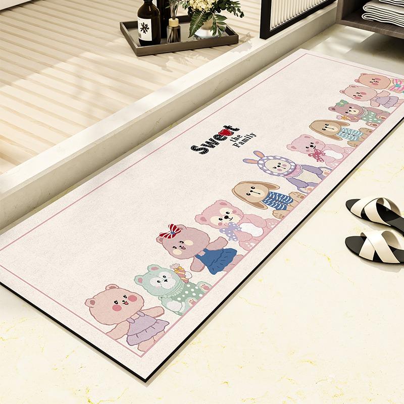 Коврик для ванной комнаты Нескользящий Водопоглощающий Грязеотталкивающий Коврик для пола Милый Панда Черный Коврик Длинная Полоса Домашнее Украшение Коврики для ног