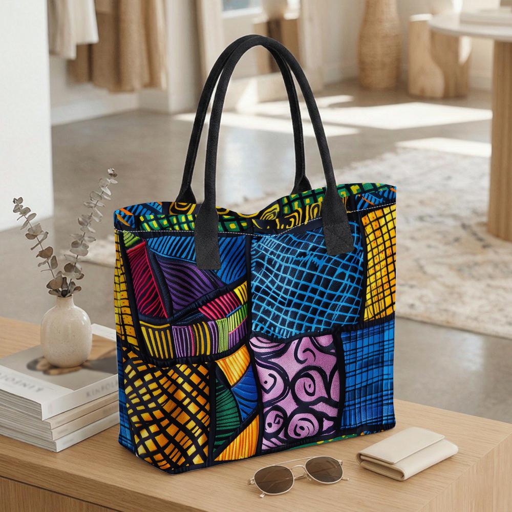 African Art Printed Tote Bag Casual Large Capacity Daily Shoulder Handbag