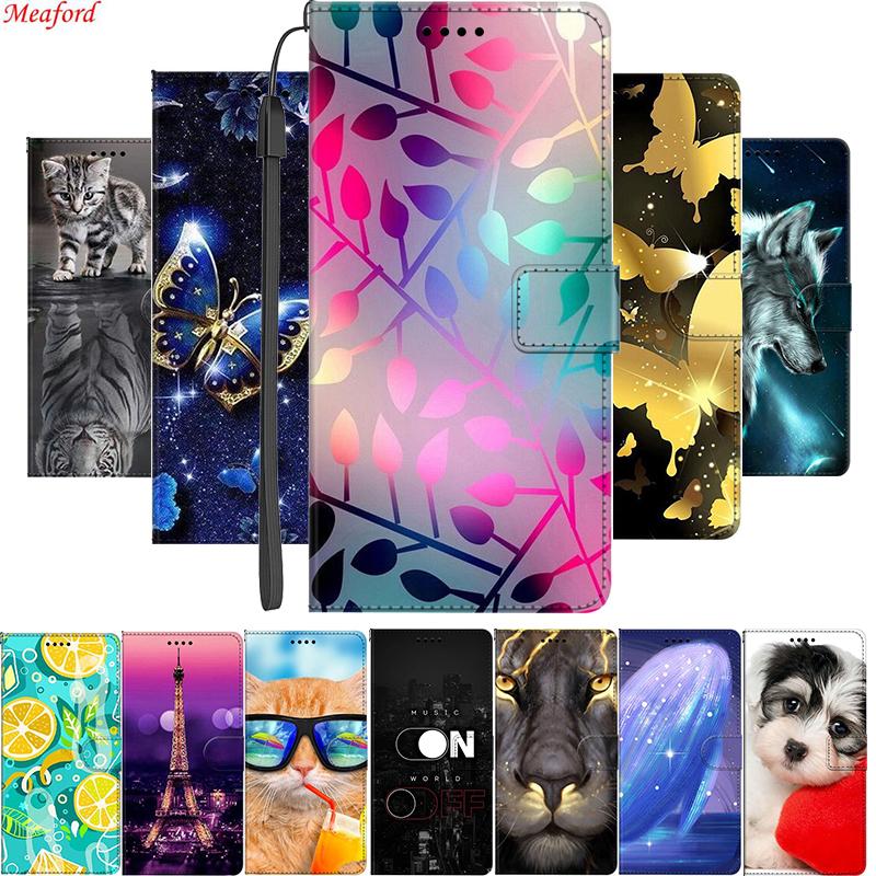 For Xiaomi Note 10 Lite Phone Case Cover Wolf Cat Magnet Leather Flip Wallet Case For Xiaomi Mi A3 11T Pro Redmi K40 Gaming Case