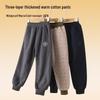 2024 Зимние утепленные хлопковые брюки на флисовой подкладке для мальчиков среднего и старшего возраста - Спортивный стиль