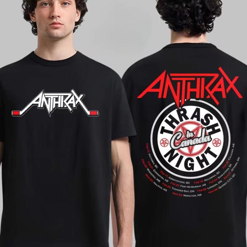 Unisexs Tshirt Streetwear Hip Hop New Anthrax Cotton Band Shirt Unisex Summer Short Sleeve Fashion Tee Luxury Casual Vintage Tops