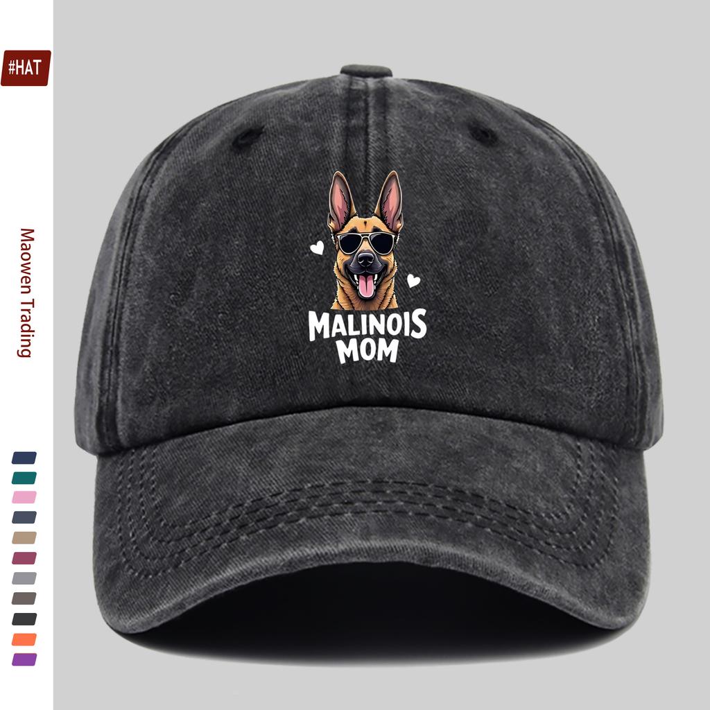 pc Fashionable Malinois Dog Print Baseball Cap Malinois Mom Letter Print Adjustable Buckle Closure Lightweight Polyester