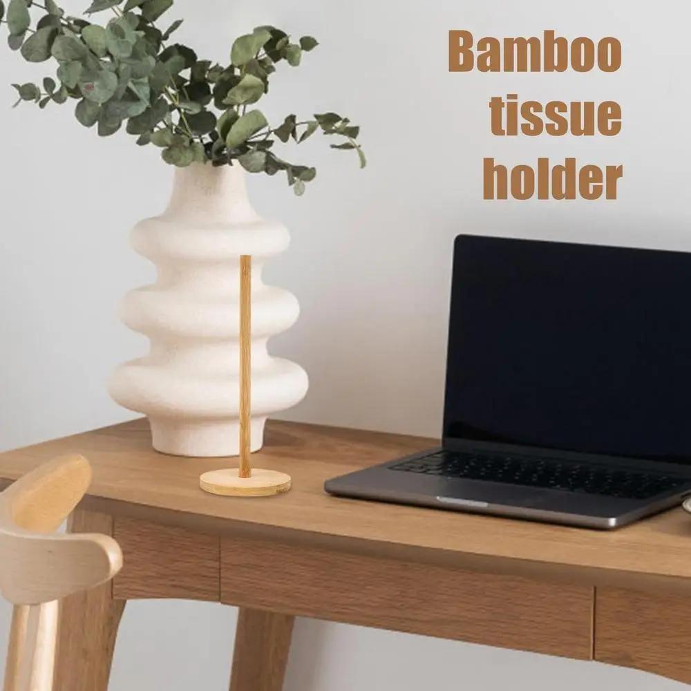 Wood Paper Towel Holder Durable Anti-Skid Tissue Vertical Stand Rack Hook For Kitchens Bathrooms Living Rooms
