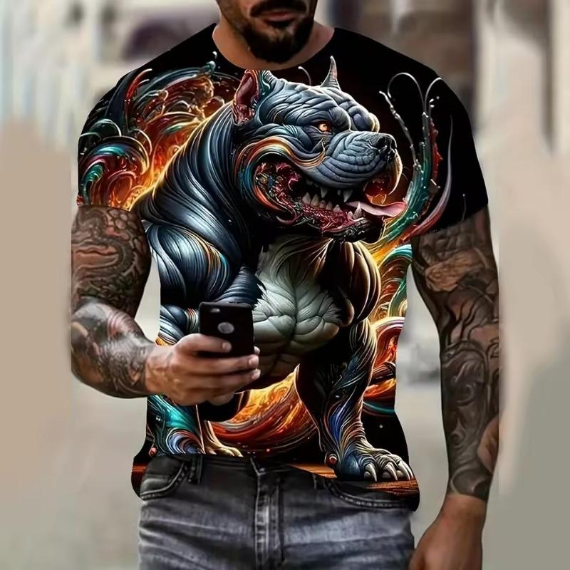 Забавная мужская футболка с 3d принтом в виде курицы, футболки с короткими рукавами и рисунком собаки, уличная одежда большого размера, летние повседневные мужские топы