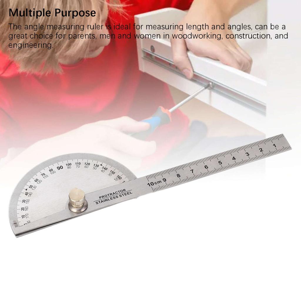 Угловой транспортир из нержавеющей стали, портативный, регулируемый от 0 до 180 градусов, линейка-искатель, инструмент для измерения угла с линейкой для деревообработки длиной 10 см