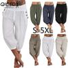 Summer Women Cool Trousers Casual Loose Wide Leg Plus Size Pants Comfortable Leisure Pants