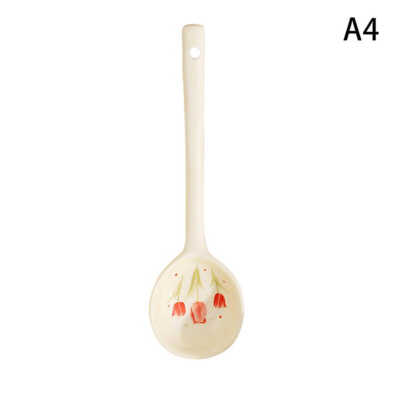Керамическая ложка для супа, ложка для круп, милая бытовая посуда, расписанная кофейная ложка, ложка для варенья, подарочная ложка для десерта, кухонная утварь