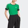 adidas Оригиналы Adicolor, 70-е годы, ретро-серия, логотип бренда, Повседневная полосатая футболка с круглым вырезом и короткими рукавами, женские топы, зеленый IK7844