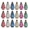 6Pcs/Box Painted Cedar Christmas Tree Ornament Plastic Christmas Decorations