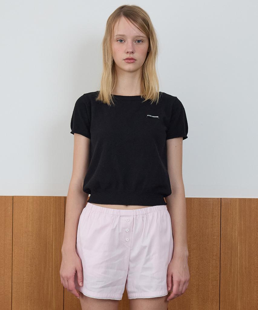 AVAM HOME Label Knit Half Sleeve Top Black