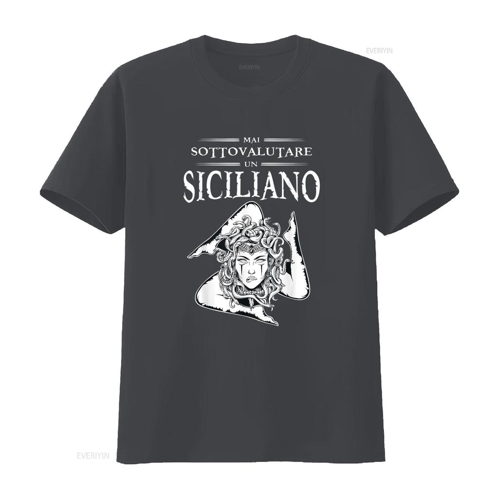 Never Underestimate A Sicilian Trinacria Sicilia Heraldik T Shirt vintage Washed Stretched fashion Breathable Soft Versatile