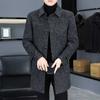 Men Woolen Coat Lapel Long Sleeve Single Breasted Mid-Length Overcoat with Pockets Casual Daily Wear