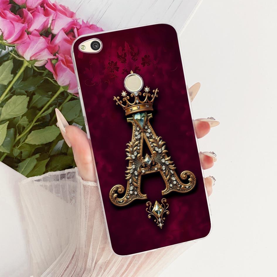 For Huawei P8 P9 Lite 2017 Case PRA-TL10 Luxury Initial Letter Soft Silicone Cover For Honor 8 Lite PRA-LX1 Nova Lite 2017 Shell