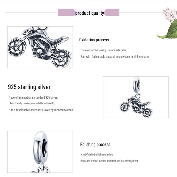 Серебряная подвеска-мотоцикл Ziyun S925 из стерлингового серебра, крутой спортивный DIY-аксессуар (SCC1712)