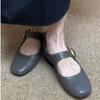 Мода 2024 года, осень, однотонные простые женские туфли на плоской подошве, французские элегантные туфли Мэри Джейн, мягкие кожаные женские туфли с неглубоким носком