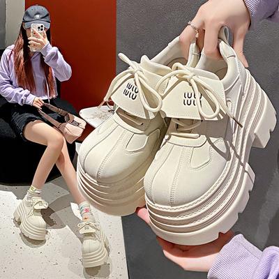 Увеличение роста на 10 см, женские кожаные туфли, весна 2025, новые туфли на платформе для мужчин, туфли-муффины в стиле JK Spice Girl