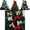 Elegant Christmas Butterfly Bows Pack Of 12 In Vibrant Red Silver And Gold Colors