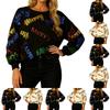 Ladies' Loose Comfortable Casual Fashionable Christmas Glitter Printed Sweatshirt